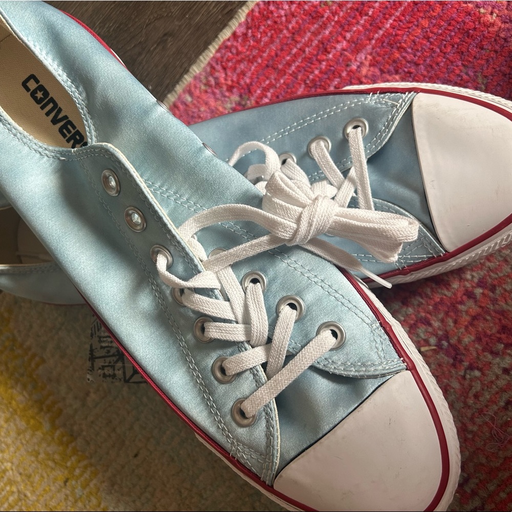 Converse baby blue satin new with tags